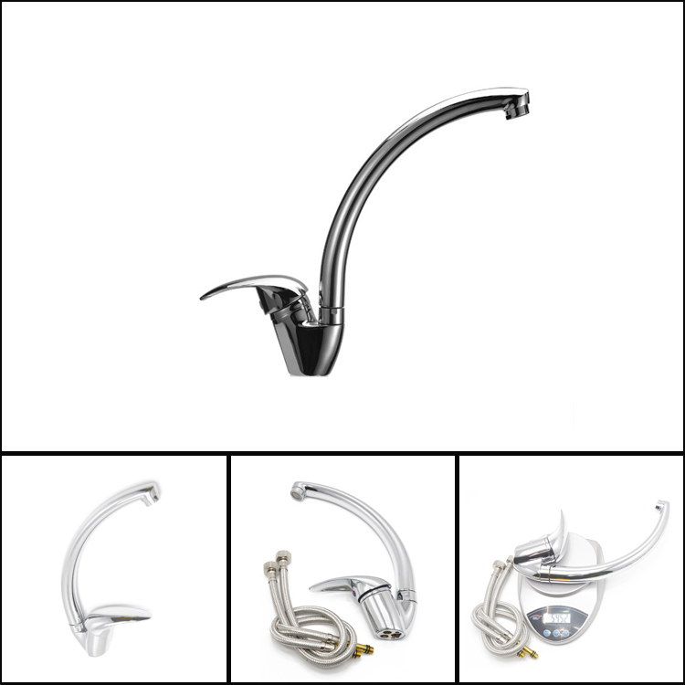 Goose Neck Chrome Single Lever Tap Kitchen Sink Mixer