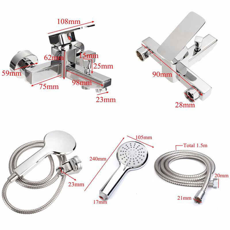 European Bathroom Square Lever Bath Shower Mixer Tap Faucet