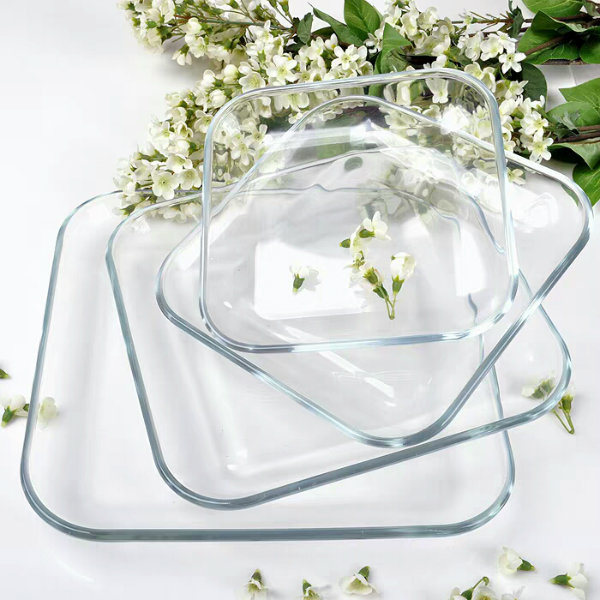 Square Borosilicate Glass Plate Clean Plate Tableware Kitchenware