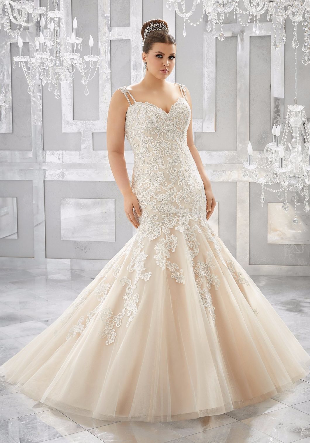 High Quality Lace Mermaid Plus Size Bridal Gown Wedding Dress