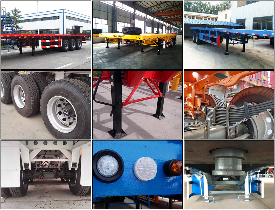 China 1/2/3/4 BPW Axles 20FT 40FT Container/Utility/Cargo Flatbed/Platform Truck Semi Trailer