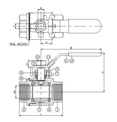 Stainless Steel 2PC NPT Ball Valve with Blow-out Proof Stem