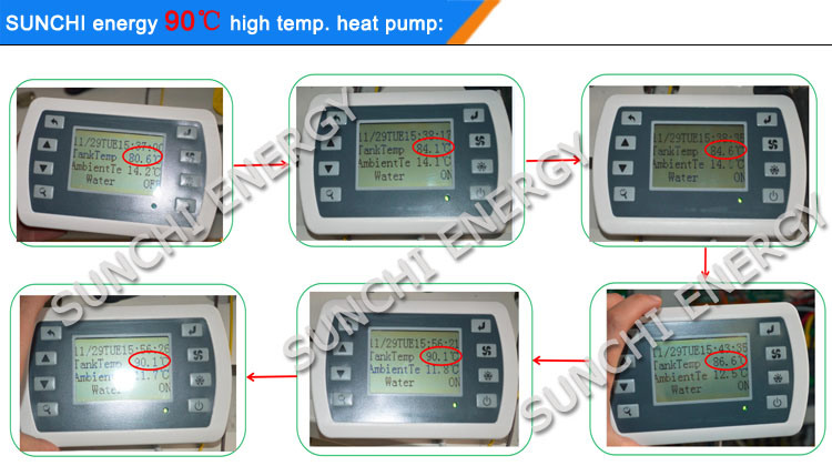 Amb. -20c Weather Outlet 90c Hot Water 3HP 5HP 10HP R134A+R410A Derectly Heating Pump Air to Water Industri Dryer