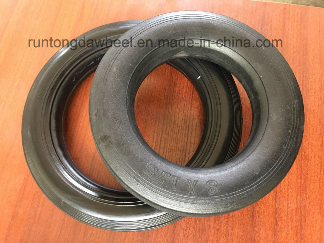 8X1.75 Rubber Solid Wheel with Plastic Hub