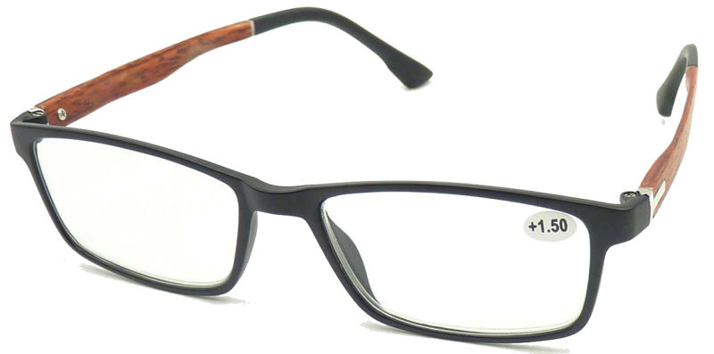 R17032 Square Frame Reading Glasses with Wooden Imitation Pattern Mens Style