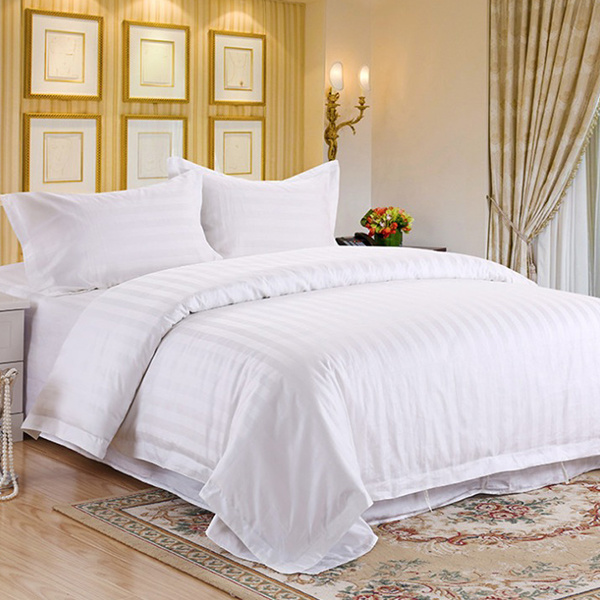 100% Cotton Satin Stripe Jacquard Hotel Home Bedding Set