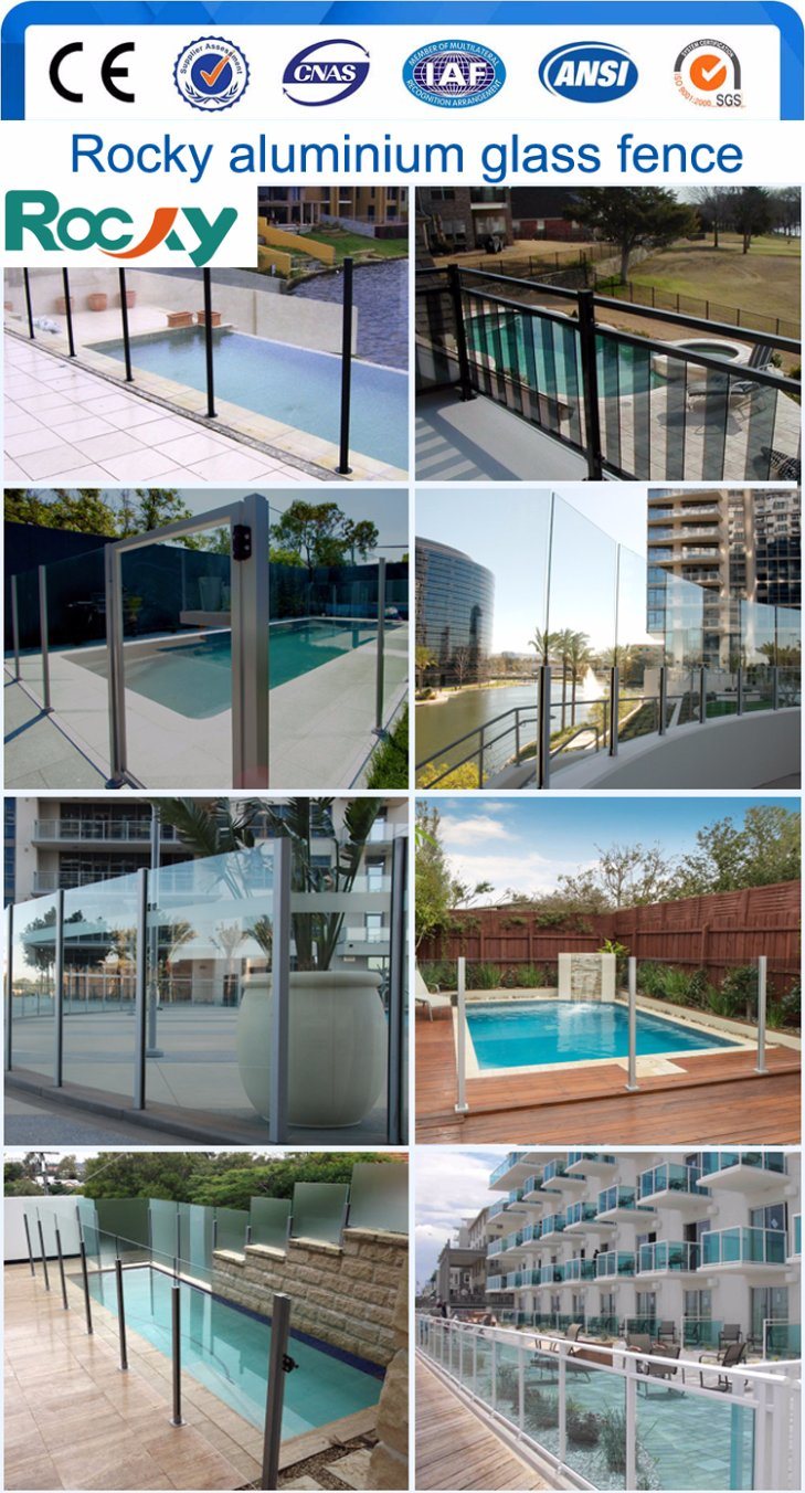 Pool Wind Barrier Grey or Black Powder Coated Surface Aluminium Profile Fence