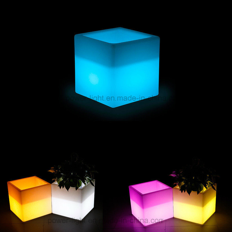 Plastic Glow LED Cubic Indoor&Outdoor Garden Flower Pot