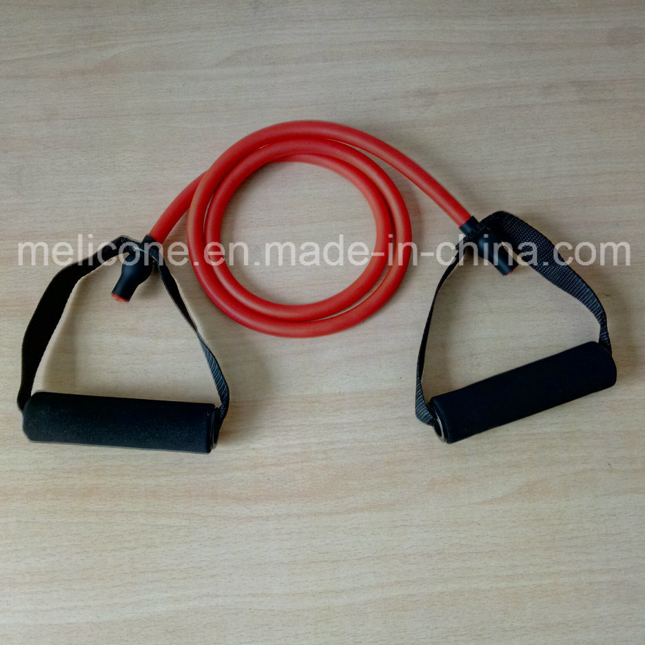 Natural Latex Tube with Foam Handle Resistance Band for Gym Equipment