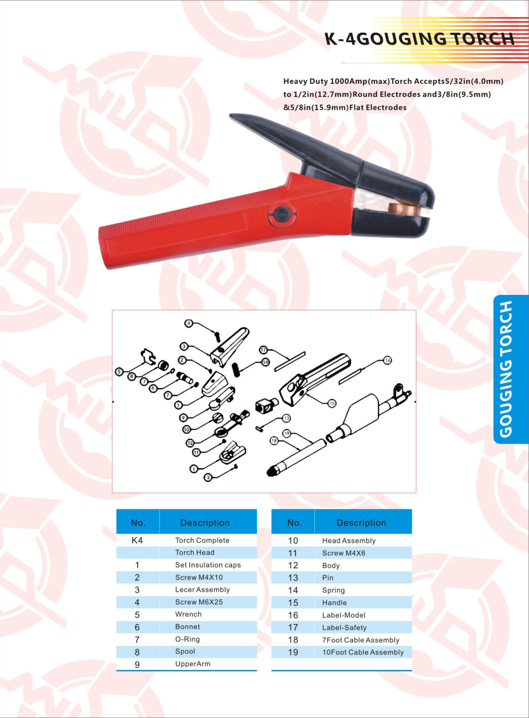 JTM-W01-G-180009 Gouging Torch Wedding Equipment Accessory by K-4000