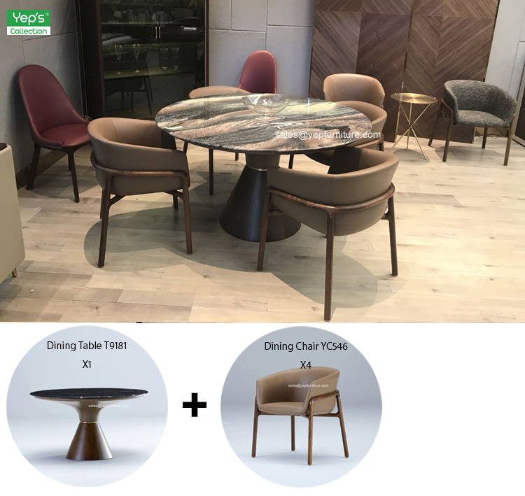 Dining Room Furniture Set Marble Dining Table Upholstered Leather Dining Chair (DS003)