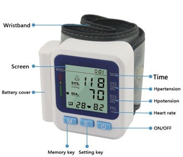 Large Screen Arm Type Digital Automatic Digital Wrist Cuff Blood Pressure Monitor