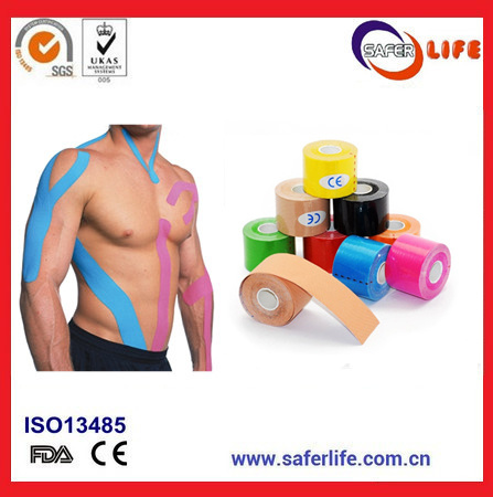 2018 Saferlife Hot Sale Color Elastic Cotton Kinesio Tape 5cm X 5m for Sports Muscle Therapy