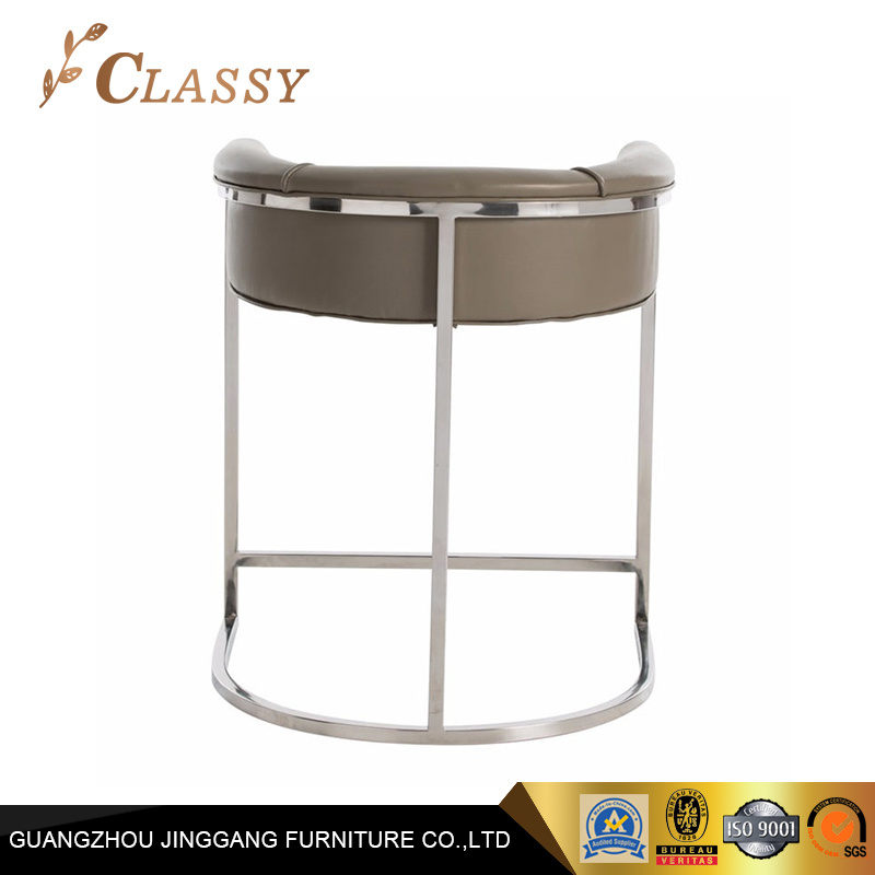 Modern Bar Furniture Leather Bar Stool with Silver Base