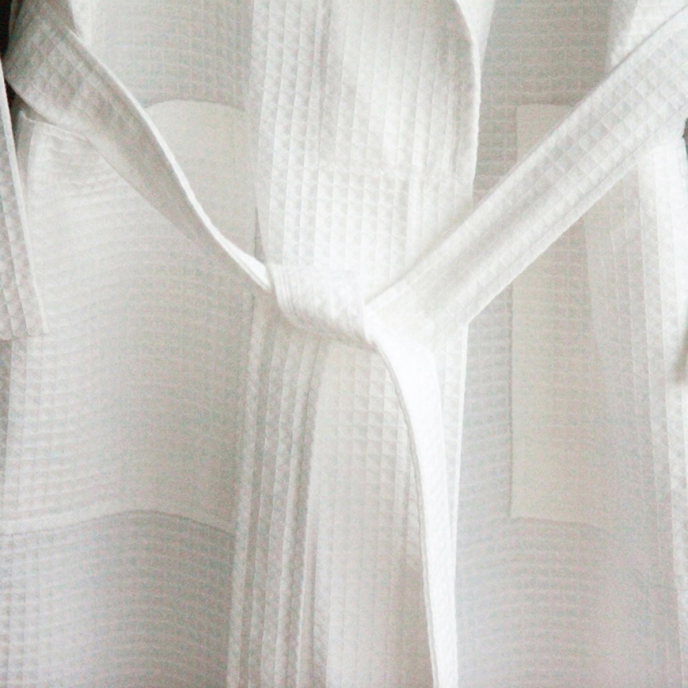 100% Cotton Solid Color Shawl Collar Waffle Bathrobe Hotel