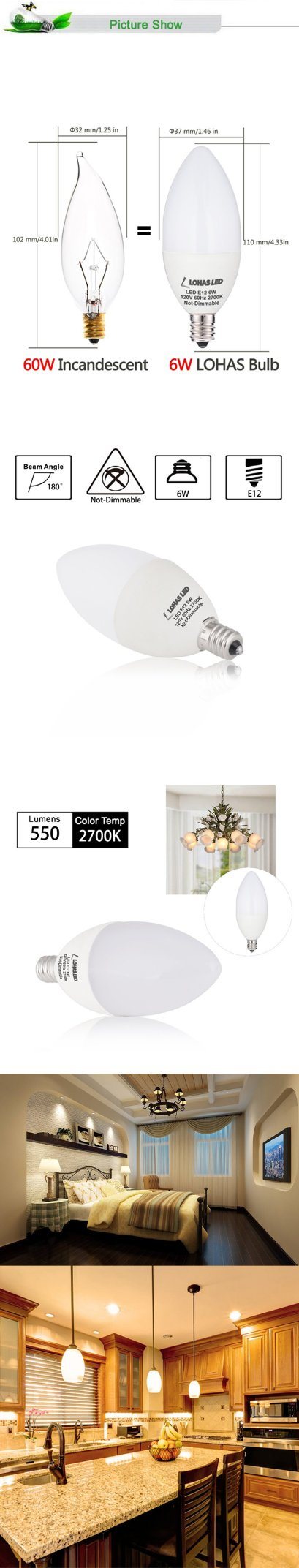 USA Market Milky White 6W E12 E14 Dimmable LED Candle Bulb with Ce RoHS UL