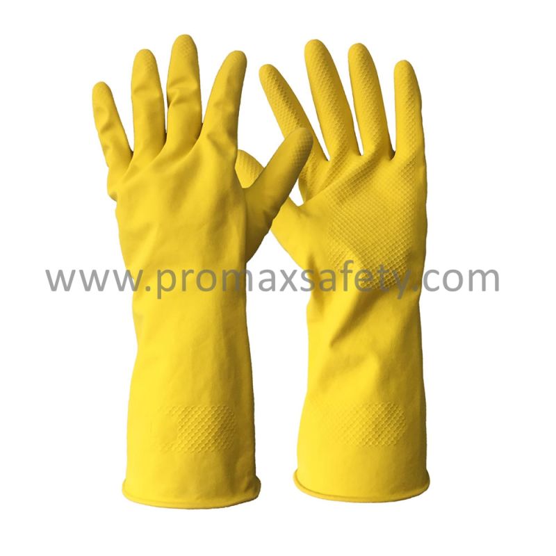 Flocked Yellow Household Latex Gloves