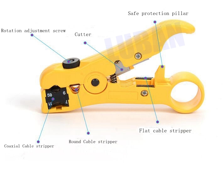 Flat or Round UTP Cat5 CAT6 Wire Coax Coaxial Stripping Tool Universal Cable Stripper Cutter Stripping Pliers Tool for Network