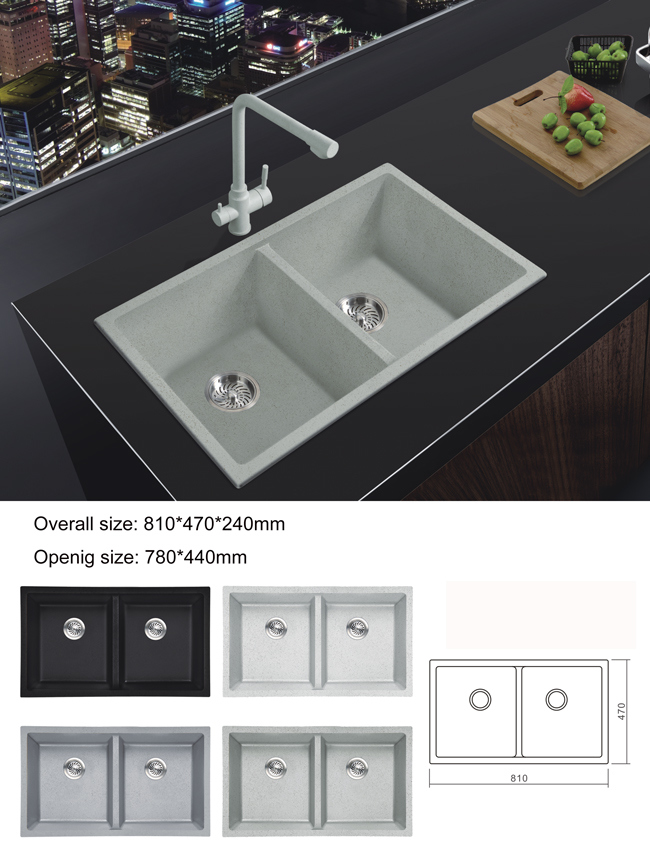 8147 American Standard Embedded Granite Quartz Stone Wash Basin Kitchen Sink