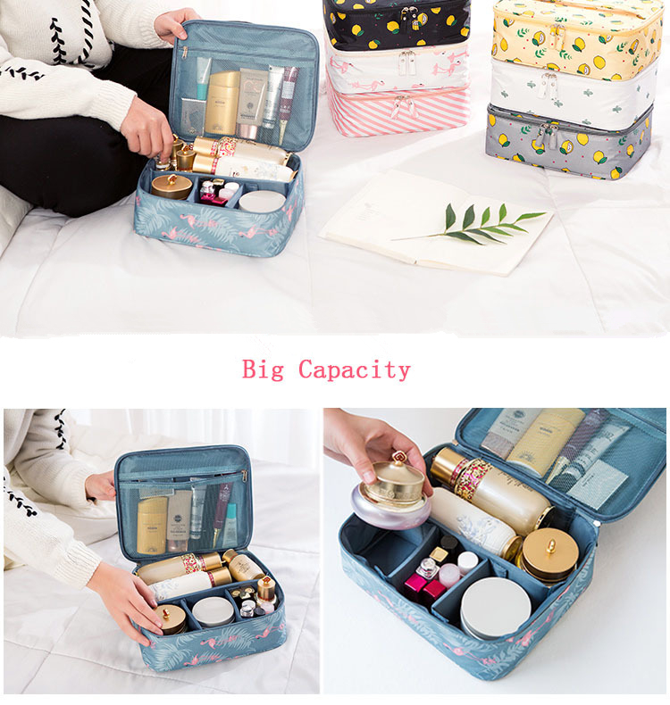 Large Fashion Makeup Travel Cosmetic Case Toiletry Bag with Zipper