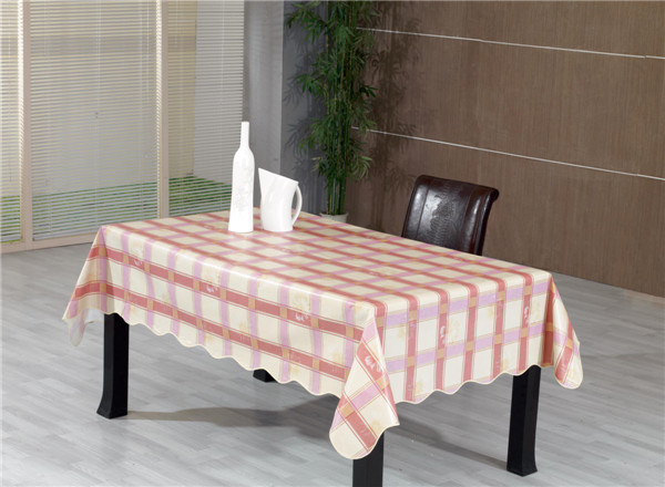 White Round Tablecloth PVC Printed Design Tablecloth with Nonwoven Backing