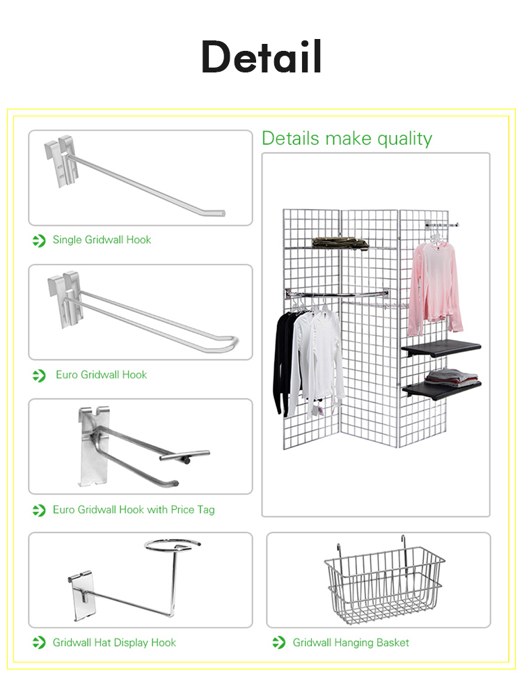 Shopfitting Supermarket Wire Mesh Panel Hooks Single Prong Display Hook for Store