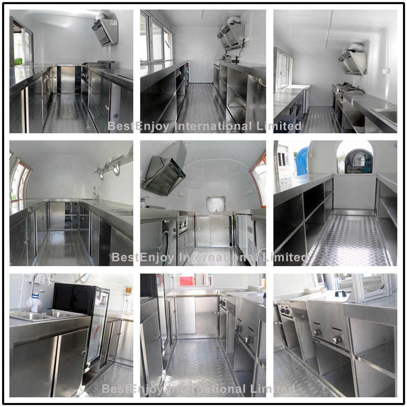 Airstream Shiny Mobile Fast Food Cart Manufacturer Low Price for Sale