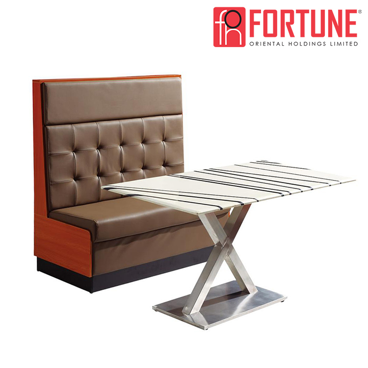 Commercial Button Tufted Booth Restaurant Seating with Table in Good Quality (FOH-XM29-626)