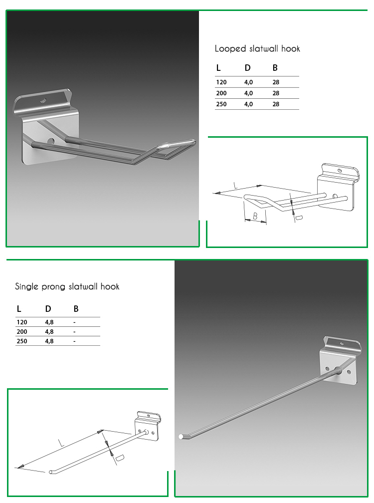 Slatwall Metal Display Shelf Hook for Supermarket