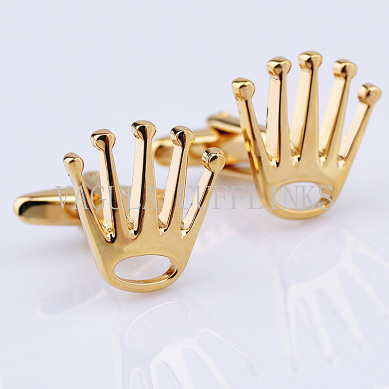 VAGULA Gold Plated Crown Cuff Link for Men's Wedding Cufflink