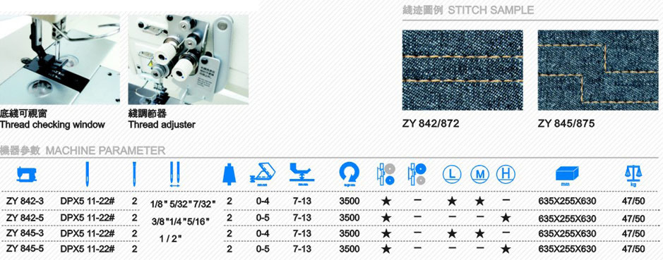 Zoyer Twin 2-Needle Double Needle Lockstitch Industrial Sewing Machine (ZY842)