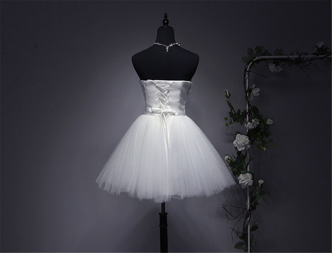 Elegant Strapless Tulle Lace-up Back Short Prom Dress (Prom-93001)
