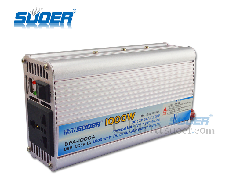 Suoer Manufacture External Fuse 1000W 12V DC AC Power Inverter (SFA-1000A)