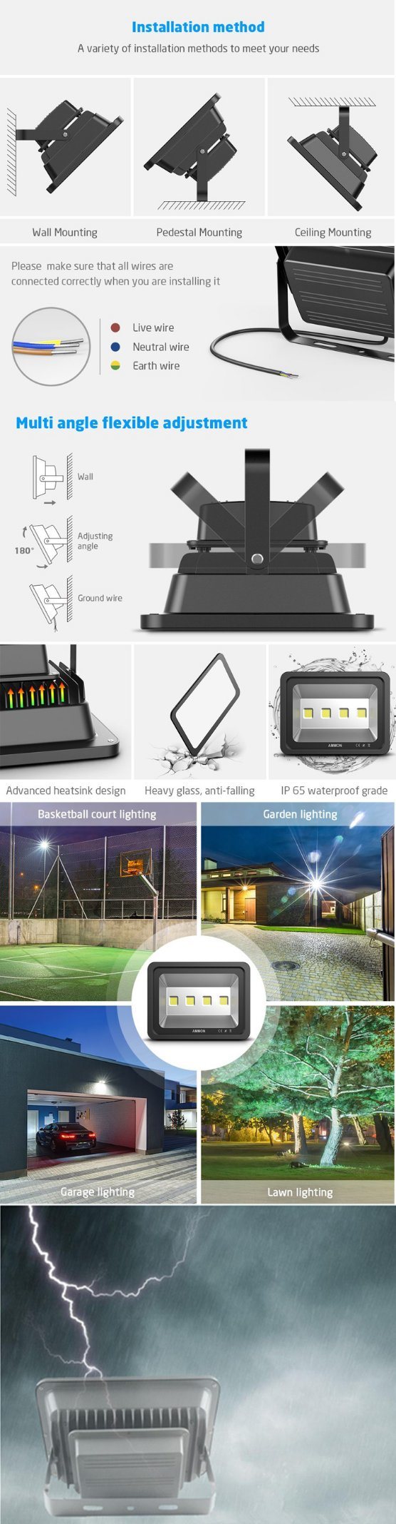 China Manufacturer SMD Outdoor Waterproof LED Spotlight Lamp with 2 Warranty (100-500W lighting)