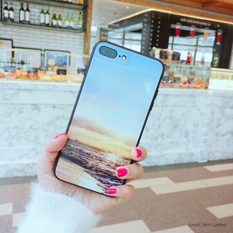 Customized Beauty Pattern Glass Cover Glass Phone Case for iPhone X