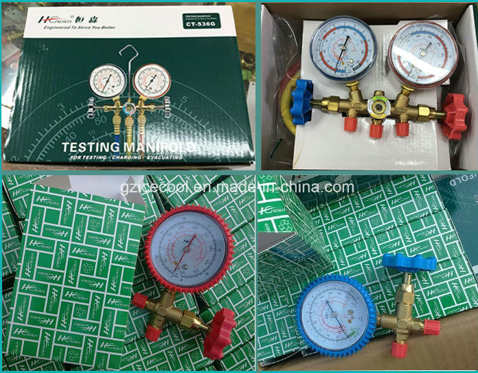 Refrigerant Pressure Gauge High and Low Dual Pressure Testing Manifold Gauge CT-536g for R22, R134A, R404A