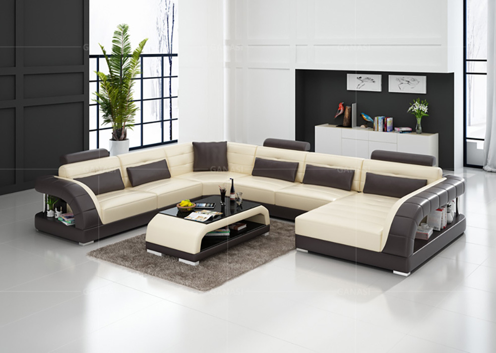 Black Modern Contemporary Sectional Corner Leather Living Room Sofa