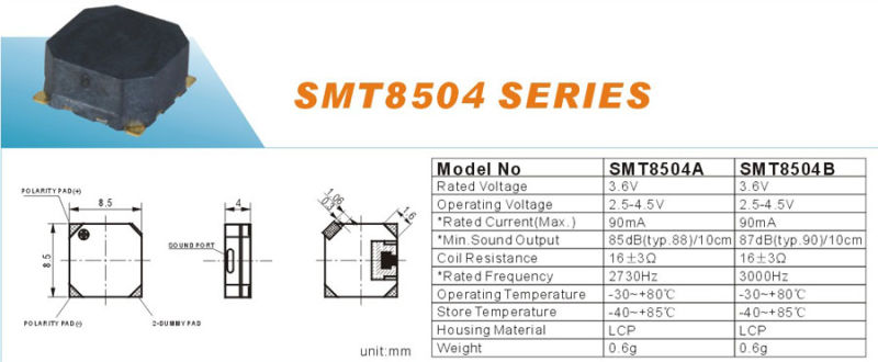 Best Popular Cheaper 8.5mm 85dB 3.6V SMD Buzzer Zhejiang