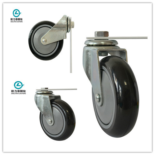 5 Inch PU Shopping Trolley Casters