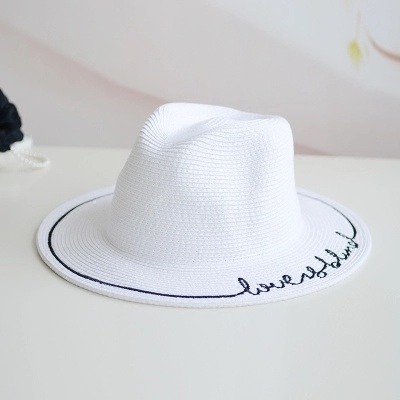 Custom Brim Fashion Summer Fedora Paper Straw Hat Women