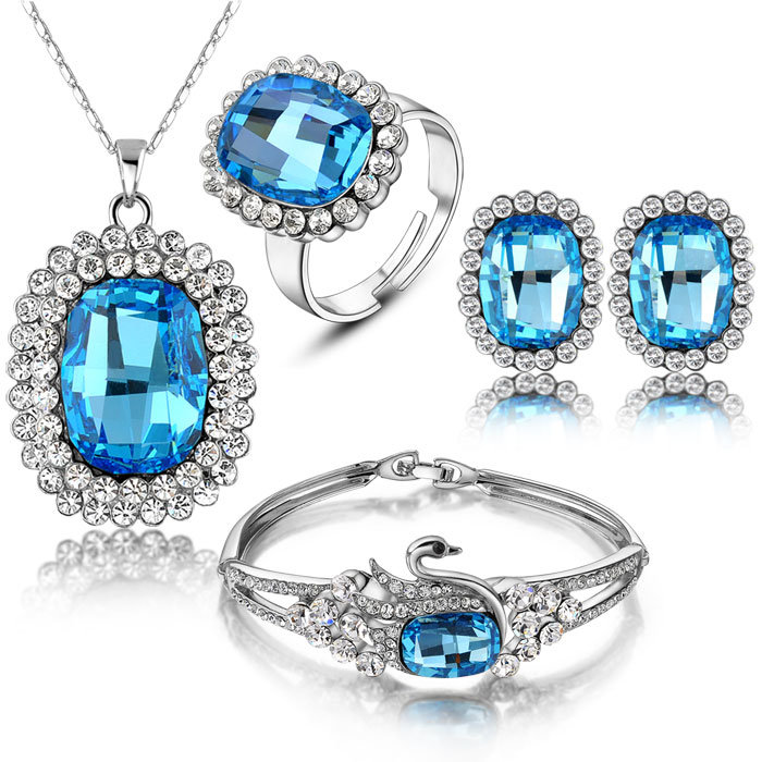 Gorgeous Sapphire Austrial Crystal Beads Wholale Set Fashion Jewelry Set