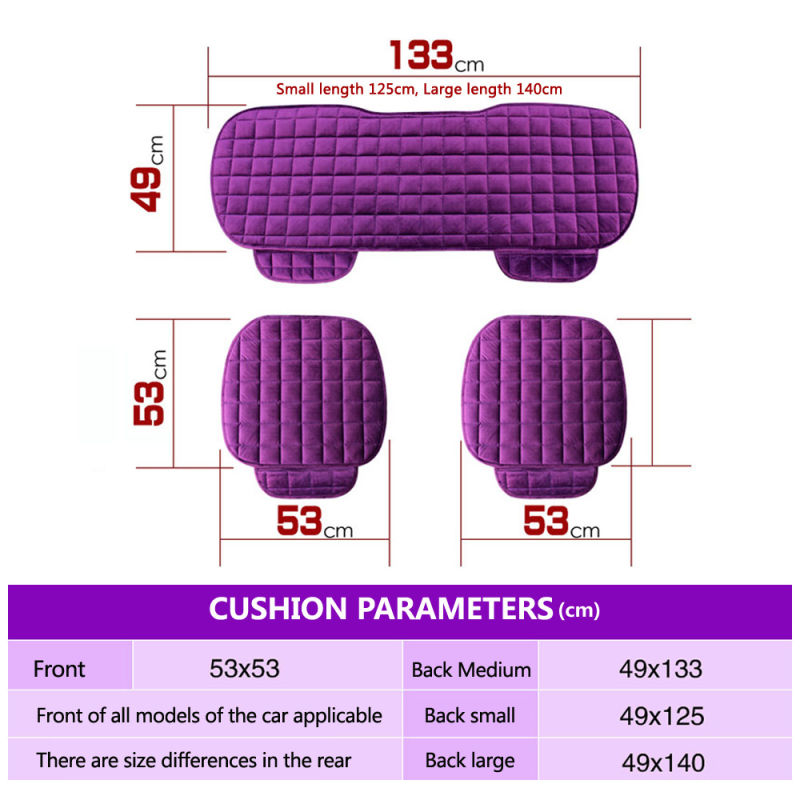 3 PCS/Set Car Seat Cover Cushion Soft Silk Velvet Seat for Front Back Seat Chair Winter Warm Seat Covers S/M/L with Pocket