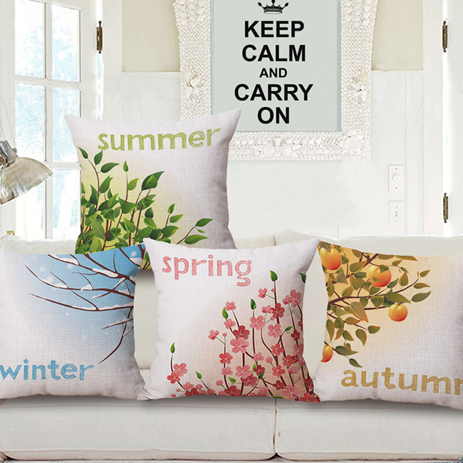 Spring Summer Autumn Winter Cotton Linen Printed Cushion Cover (35C0204)