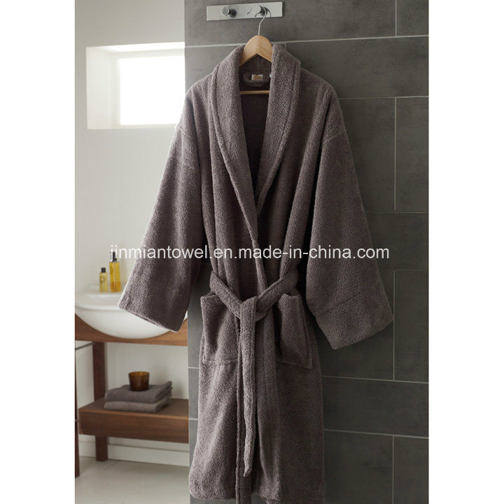 Hotel and SPA White with Black Monogram Turkish Cotton Unisex Terry Bath Robe