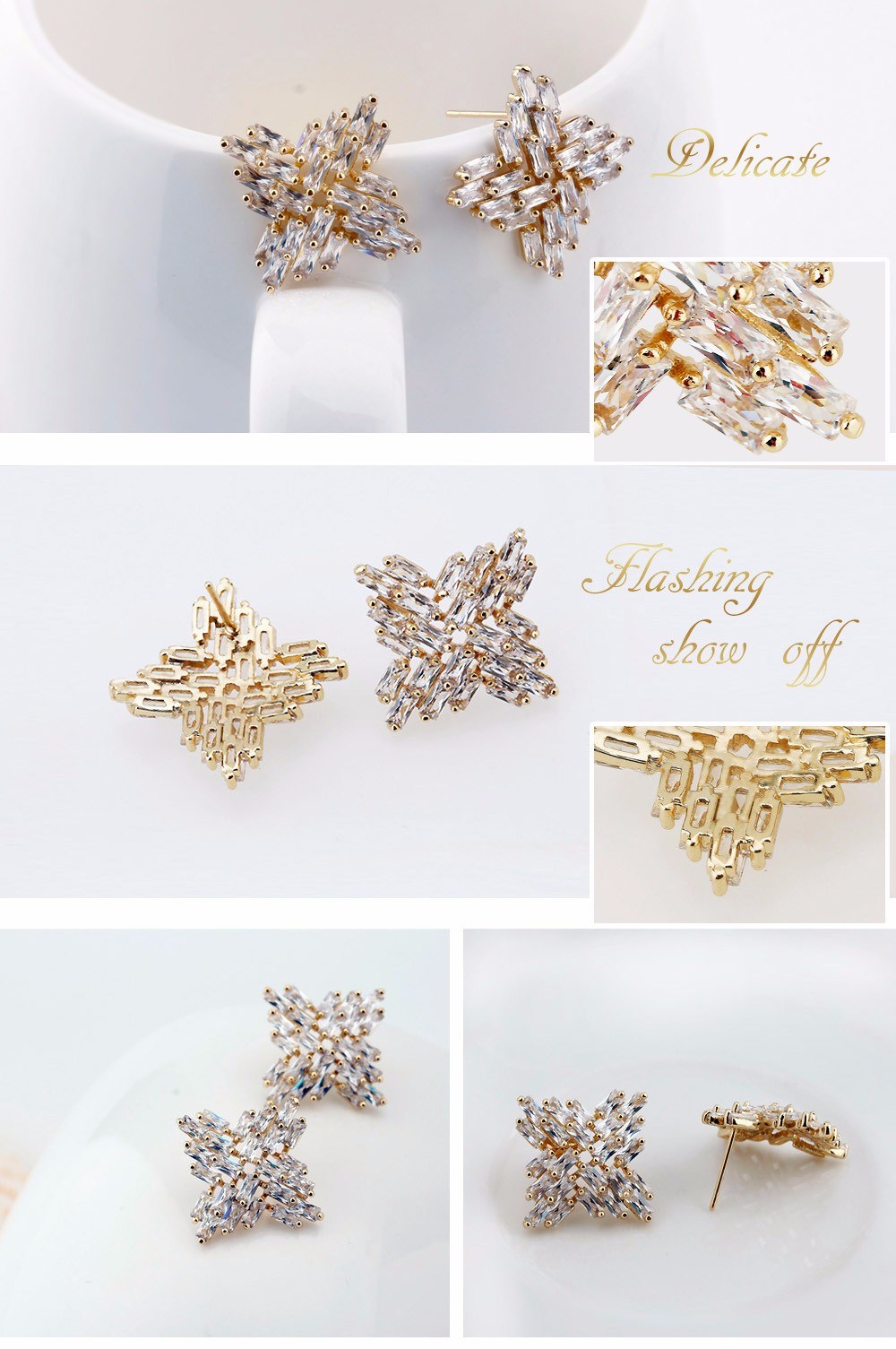 Luxury Design New 2016 Latest Gold Stud Earring Designs for Party