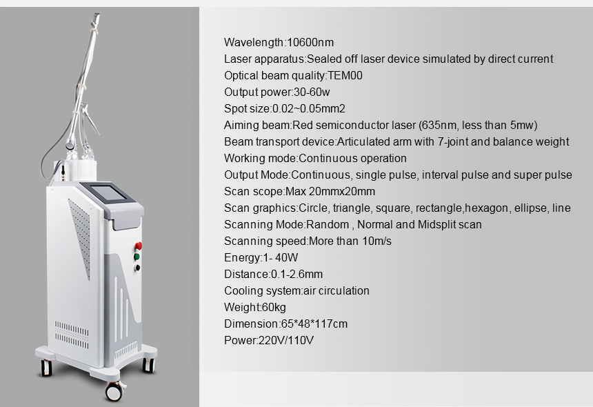 CO2 Fractional Laser Skin Rejuvenation 10600nm Beauty Equipment for Skin Care Product