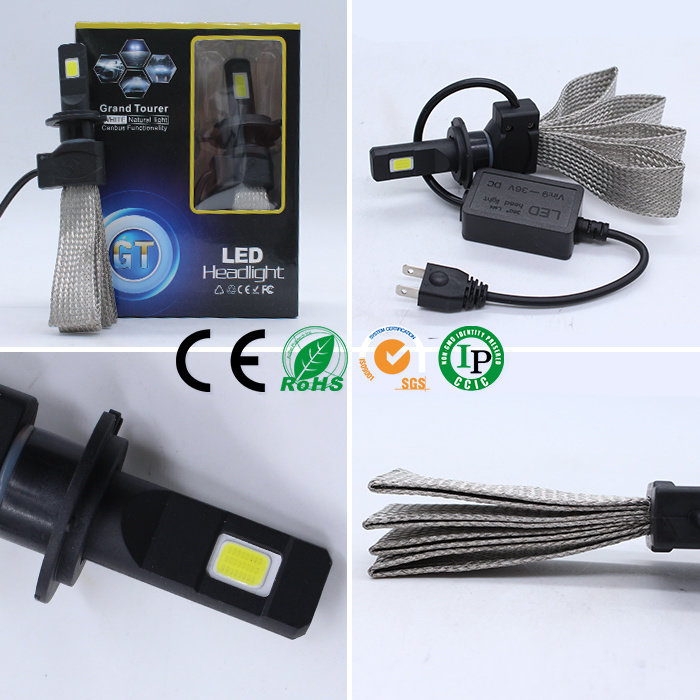Plug and Play LED Headlights with White Headlight Bulbs and LED Headlight H7 (H1 H3 H7 H8 H9 H11 9005 9006 9012 H4 H13 9004 9007)