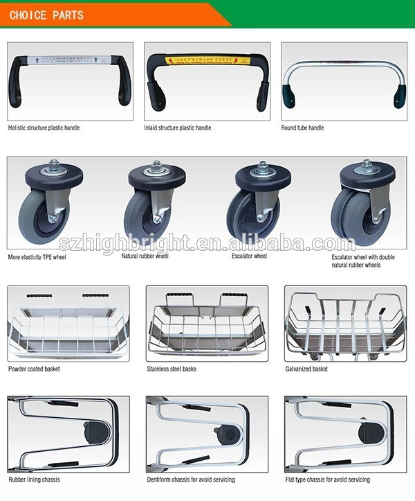 Hand Truck Baggage Trolley Airport Luggage Cart Trolley with Brake