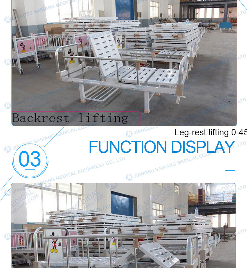 Moveable Hospital Furniture Metal Children Bed