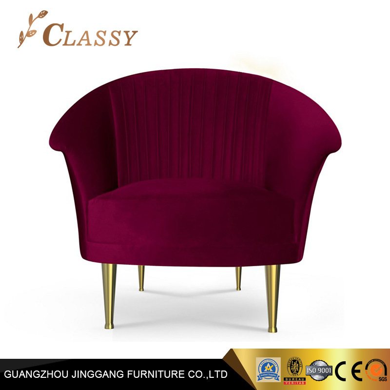 Red Leisure Armchair Hotel Lobby Furniture